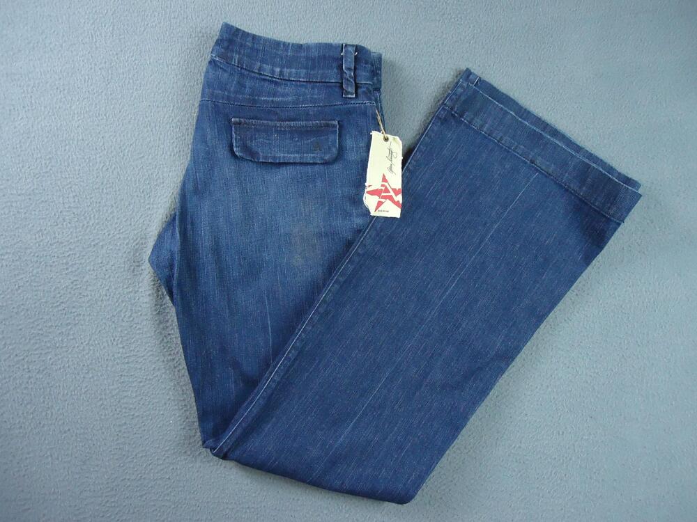 NWT Vintage ABS Denim Allen Schwartz Flare Jeans Size 32x34 Made in USA Y2K Star